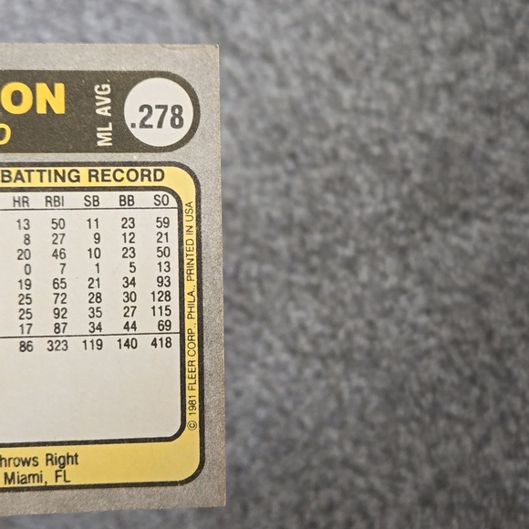 Expos Andre Dawson Outfield 1981 Baseball Card - Picture 3 of 4